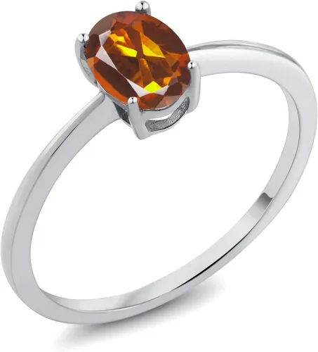 Miniatura 30 de Gem Stone King Anillo de compromiso solitario con piedra preciosa de oro blanco de 10 quilates, ovalado, 0.27 x 0.19 pulgadas, anillo de promesa
