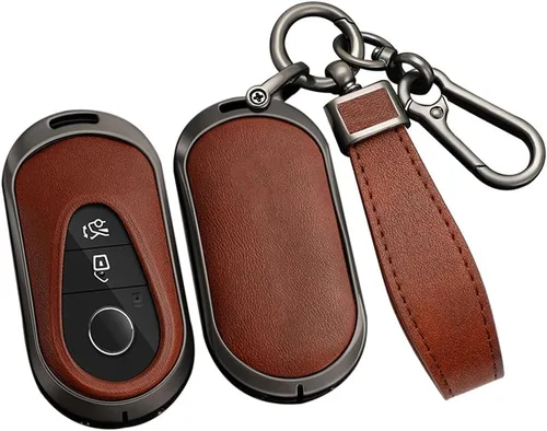 Miniatura 10 de ontto Llavero de cuero compatible con Mercedes-Benz 2020 en adelante, llavero de metal para Benz Clase S, Clase G, Clase E, color negro