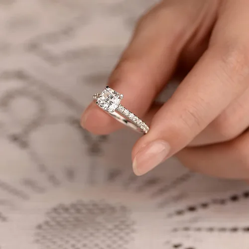 Miniatura 5 de SEIARA Anillos de compromiso de moissanita para mujer, anillos de promesa para ella, anillos con comodidad clásica y anillo de compromiso