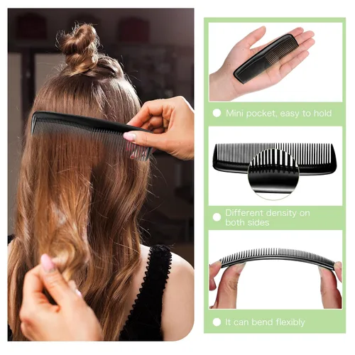 Miniatura 6 de Paquete de 12 peines de cepillo para cabello pequeño y húmedo, 6 mini cepillos desenredantes, cepillo desenredante para el cabello de viaje, 6 Negro
