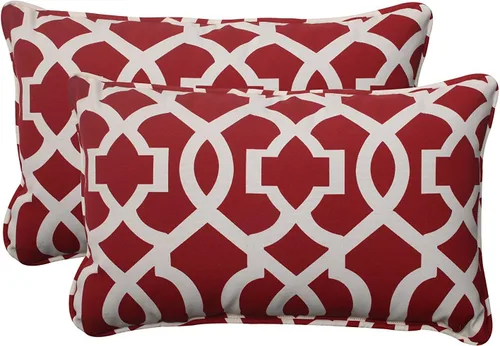 Miniatura 11 de Pillow Perfect Trellis - Almohadas para interiores y exteriores, 2 unidades, lumbares, 11.5 x 18.5 pulgadas, color negro