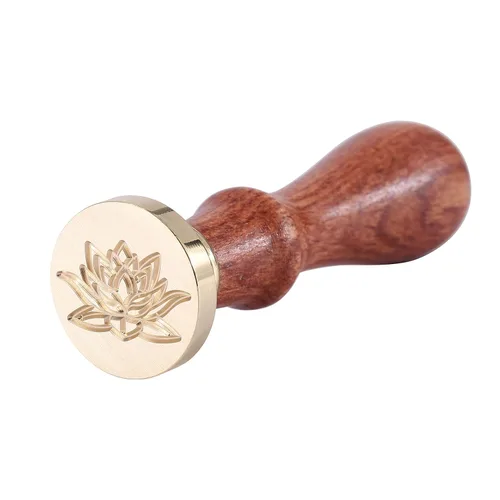 Miniatura 5 de Yoption Sello de cera de flor de loto, sello de planta vintage para invitaciones de boda, sobres de embalaje de regalo