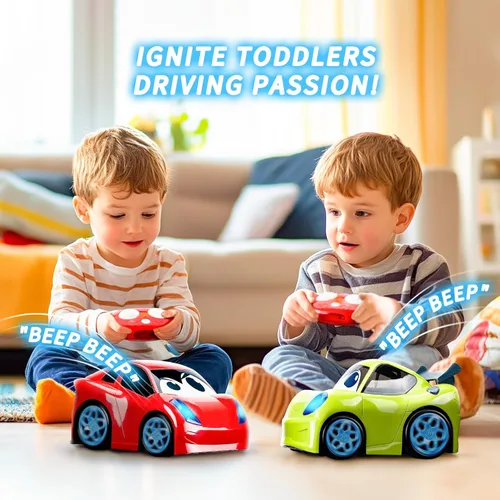 Miniatura 2 de AEROQUEST Coche de control remoto, juguete de coche RC con luces y sonidos para niños, niñas y niños pequeños de 1-3, 2-4, 4-7 y 3 años Rojo