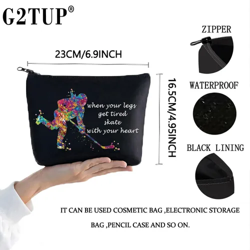 Miniatura 2 de G2TUP Bolsa de cosméticos de hockey sobre hielo, estuche de maquillaje para jugadores de hockey, regalo para niñas cuando tus piernas se cansan