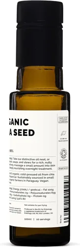 Miniatura 5 de Erbology Aceite de semilla de chía orgánico de 3.4 onzas líquidas, prensado en frío, rico en omega-3 (66%) y vitamina E (330% RI), sin aditivos ni