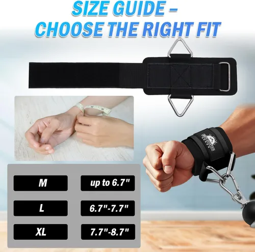 Miniatura 2 de Puños ajustables para muñeca de neopreno con correas acolchadas para equipos de entrenamiento de fuerza con máquinas de cable