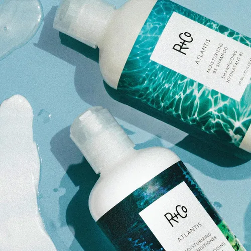 Miniatura 5 de R+Co Atlantis B5 Champú + acondicionador de viaje Hidratación profunda y reparación para cabello seco Vegano + libre de crueldad 2 onzas