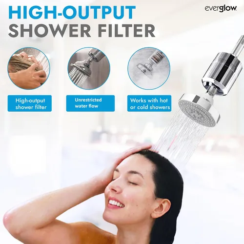 Miniatura 2 de EVERGLOW Filtro de ducha de alto rendimiento, reduce el cloro, la piel seca, la caspa, el eccema, los metales pesados y la vitamina C infundida