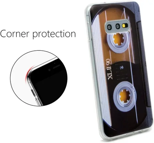 Miniatura 3 de FAteam - Funda para Galaxy S10e a prueba de golpes, a prueba de arañazos, con TPU suave, carcasa de cinta de casete de música retro, compatible