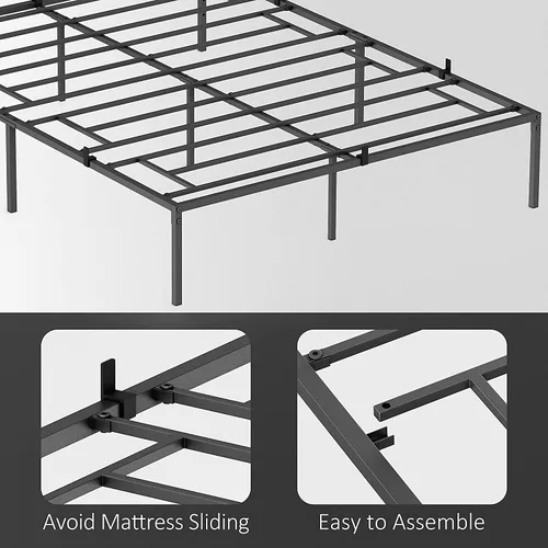 Miniatura 6 de coucheta Base de cama Queen con almacenamiento de plataforma de metal de 13 pulgadas con soporte de listones de acero, no necesita somier, marco