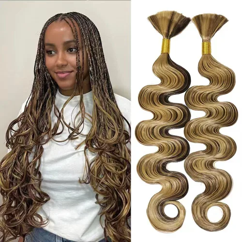 Miniatura 50 de Cabello bohemio para trenzar de 18 pulgadas, 2 paquetes de cabello ondulado profundo a granel para trenzas bohemias, sin trama, extensiones
