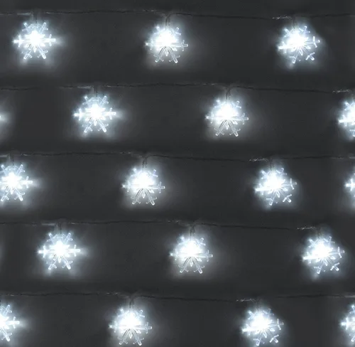 Miniatura 6 de Holiday Essence - Cadena de luces de Navidad en forma de copo de nieve, 50 luces LED blancas frías, 8 modos, 25 pies, juego de luces