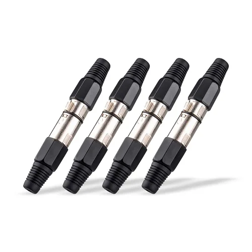Miniatura 6 de MAD OWL Paquete de 4 conectores XLR de 3 pines – Cannon XLR DMX hembra macho adaptador, montaje en panel, conector de cable de micrófono para luz