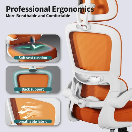 Miniatura 3 de TRALT Silla de oficina ergonómica, silla de escritorio de malla para el hogar de 330 libras, sillas de escritorio de oficina con ruedas, cómodas