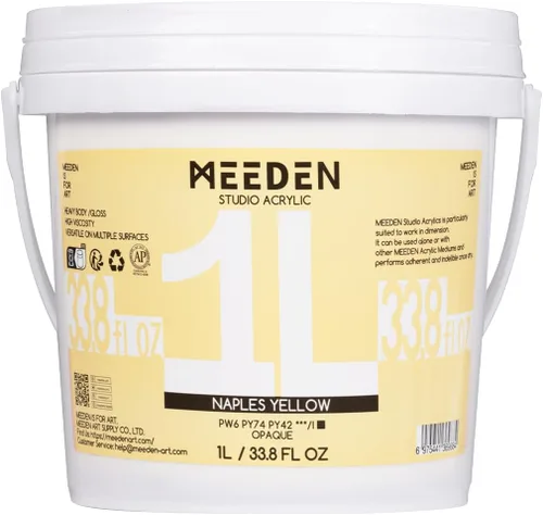Miniatura 30 de MEEDEN Pintura acrílica blanca de titanio: 1 l/33.8 oz pinturas acrílicas brillantes de cuerpo pesado - Pintura blanca gruesa para lienzo, Blanco