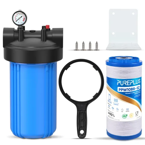 Miniatura 9 de PUREPLUS Carcasa de filtro de agua para toda la casa, carcasa universal de cartucho de sedimentos de 10 "x4.5", sistema de prefiltración