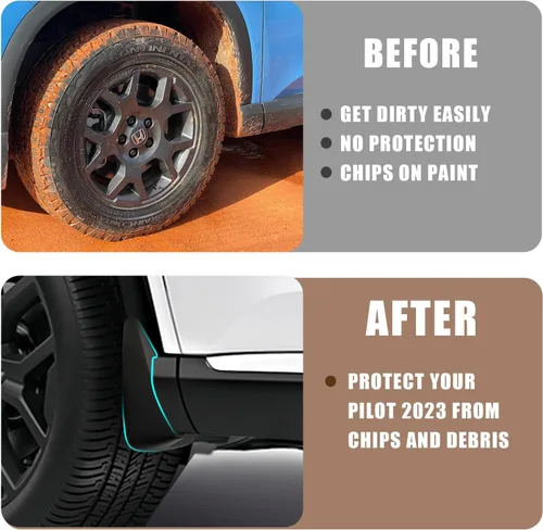 Miniatura 5 de Muslogy para Honda Pilot 2023 2024 2025 Guardabarros Protectores contra salpicaduras para parachoques delanteros y traseros Accesorios Guardabarros