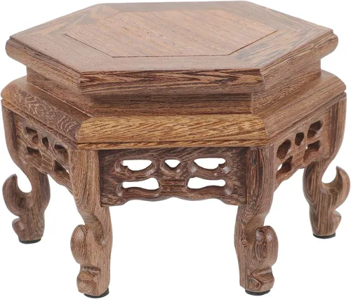 Didiseaon Taburete de madera para plantas, soporte de exhibición chino, soporte retro para maceta, estante decorativo para jardinera, estante para