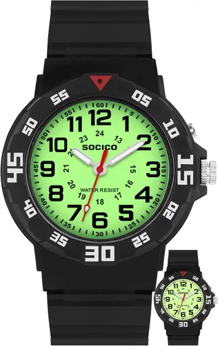 Miniatura 7 de SOCICO Reloj analógico para niños y niñas, resistente al agua, con banda suave, reloj de pulsera de tiempo de aprendizaje, fácil de leer para niños