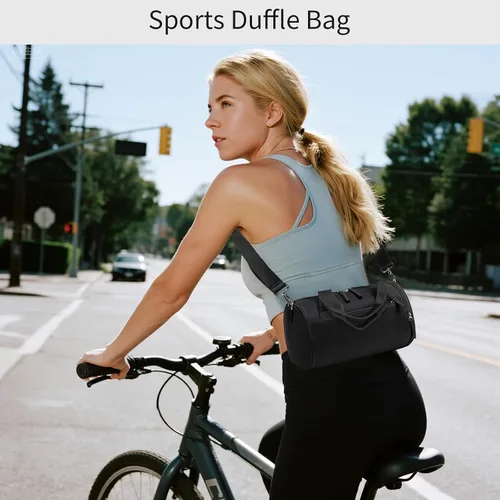 Miniatura 7 de Mini bolsa de gimnasio para mujeres y niñas, bonita bolsa de lona pequeña de 12 pulgadas con bolsillos multifuncionales, bolsas deportivas