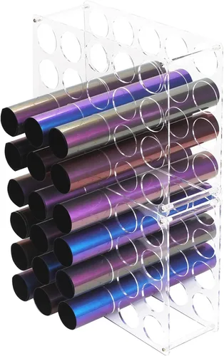Miniatura 10 de Almacenamiento de rollos de vinilo de 20 agujeros para sala de manualidades, soporte de rollo de vinilo para hasta 20 rollos de vinilo
