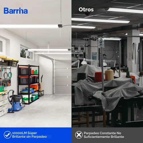 Miniatura 3 de Barrina BS84 - Luces LED para taller de 4 pies, 84 W, 10000 LM, 5000 K, lámpara enlazable para garaje, sótano, montaje colgante o empotrado, ETL, 4