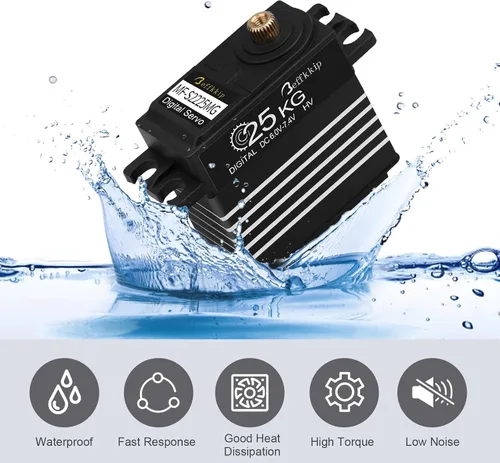 Miniatura 4 de Paquete de 55.1 lbs servomotor digital de alto par RC servo engranaje de metal completo impermeable con brazo servo 25T para RC Car Crawler Robot