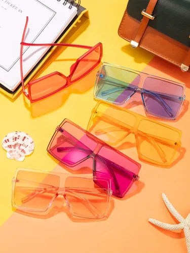 Miniatura 4 de Frienda 14 pares de lentes de sol cuadrados de gran tamaño con parte superior plana de gran tamaño para mujer Como se muestra en la imagen