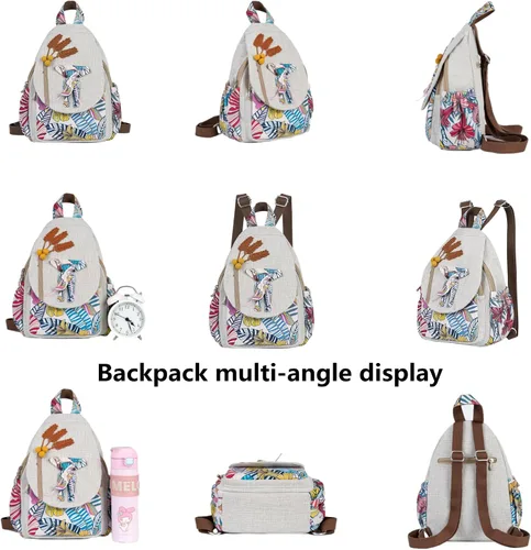 Miniatura 181 de HUANGGUOSHU Mochila de algodón tejida de algodón bohemio con bordado de lona estilo bohemio con múltiples bolsillos retro linda mochila cartera
