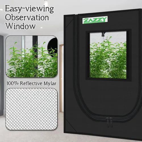 Miniatura 4 de zazzy Carpa de Cultivo 18"x30"x36" Hidropónica de Servicio Pesado Cuarto Oscuro Reflectante Mylar Carpas de Cultivo con Ventana y Bandeja de Piso