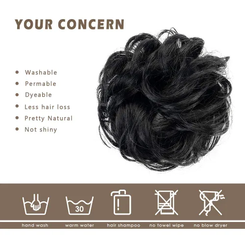 Miniatura 6 de Barsdar - Moño de cabello 100 % humano, Moño desordenado, Extensiones de cola de caballo, Moño de cabello rizado, Pieza de cabello