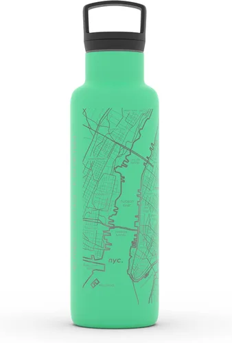 Miniatura 171 de Well Told Botella de agua aislada con mapa de Washington DC grabado, botella de acero inoxidable grabada (21 onzas, blanco) botella aislada de mapa