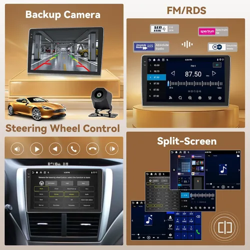 Miniatura 6 de [4+64G] Hikity Android 15 Carplay estéreo doble Din, pantalla táctil en celda de 9 pulgadas, radio inalámbrica Carplay Android Auto 5G WiFi Car