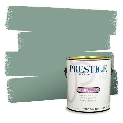 Miniatura 9 de Prestige Paints - Pintura exterior e imprimación en uno, 1 galón, plano, compatibilidad comparable con el color menta «Whipped Mint» de Behr