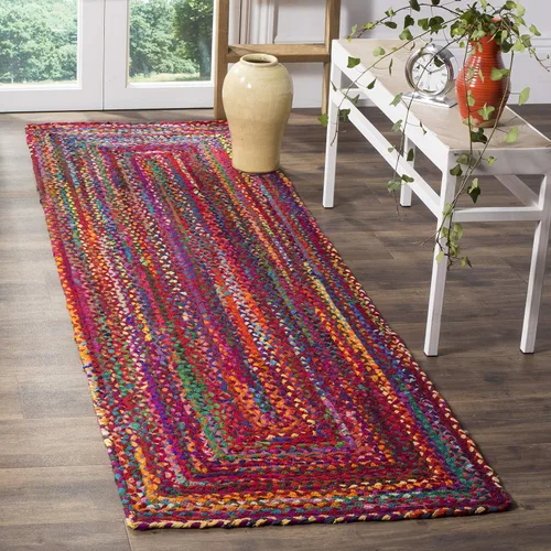 Miniatura 11 de SAFAVIEH Braided Collection - Alfombra de pasillo, 2 pies 3 pulgadas x 8 pies, color negro y azul, hecho a mano, reversible, ideal para dormitorio