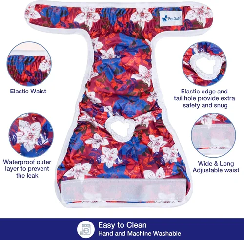 Miniatura 7 de Pet Soft Pañales para Perras Hembras, Paquete de 3 Pañales Lavables para Perras Hembras en Celo, Bragas Reutilizables para el Período de las Perras