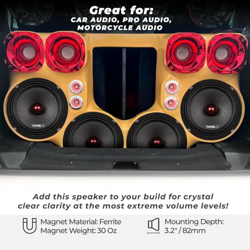 Miniatura 3 de Altavoz DS18 PRO de rango medio, cúpula en compresión de aluminio roja, altavoces de puerta de audio de alta calidad para auto o camión sistema