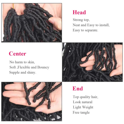 Miniatura 3 de Leeven - 6 paquetes de 21 mechones de cabello largo trenzado para mujer, trenzas de ganchillo sintético de cabello rizado desordenado estilo Rastas