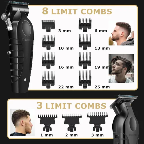 Miniatura 6 de KEMEI Professional Hair Clippers and Trimmer for Men, Cordless Barber Clippers for Hair Cutting with Charging Bases, Foil Shavers for Men with