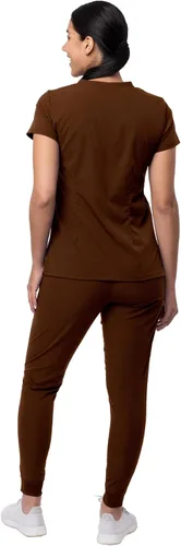 Miniatura 2 de Adar Pro - Conjunto de ropa quirúrgica con mejora de movimiento para mujer, blusa médica con cuello en V y pantalón médico deportivo y para yoga