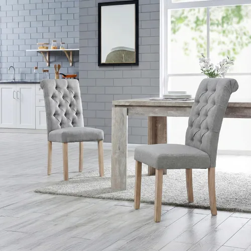 Miniatura 15 de AC Pacific Natalie - Sillas de comedor copetudas, contemporáneas tapizadas para el hogar, cocina, asiento Parson sin brazos con parte superior