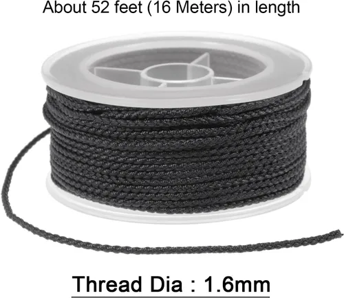 Miniatura 2 de HARFINGTON Cordón de hilo de nailon para cuentas de 0.063 in, cuerda de nailon trenzado extrafuerte para manualidades, pulseras, joyería, Negro