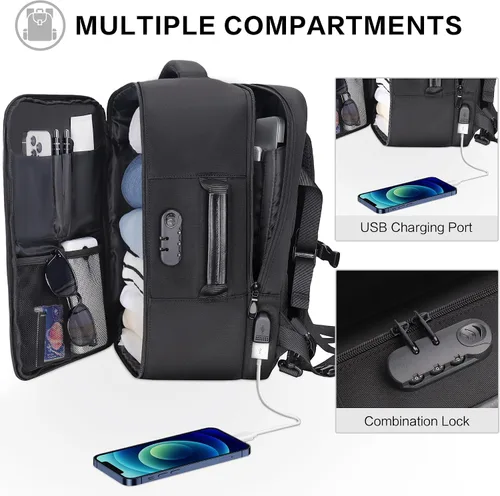 Miniatura 6 de YOUNGOA Mochila de mano para viajar en avión, mochila de viaje grande aprobada por aerolíneas, bolsa de artículos personales de 35 L, mochila
