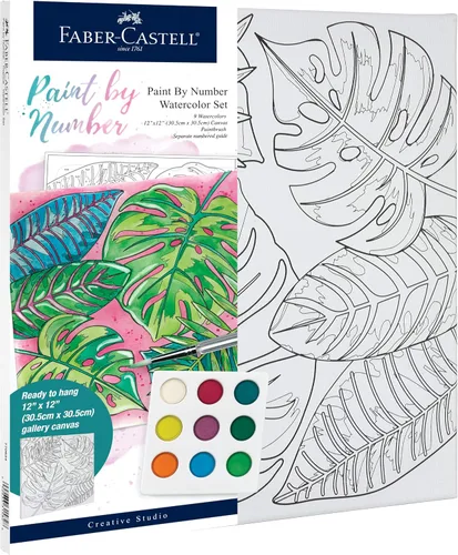 Faber-Castell - Pintura por número Acuarela Bold Floral – Kit de pintura para adultos
