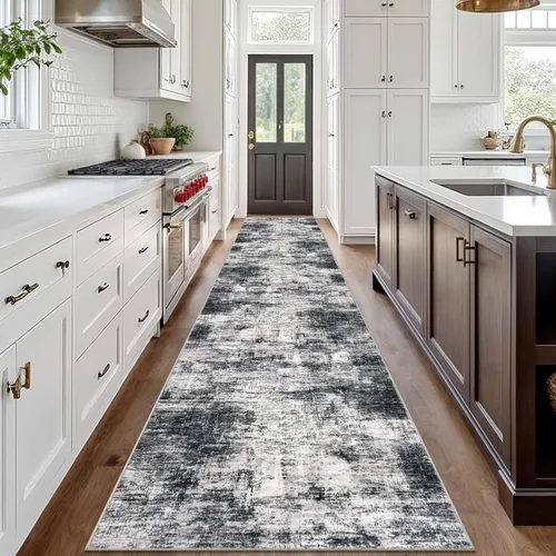 Miniatura 765 de IOHOUZE Alfombra abstracta lavable de 3 x 12 pies para pasillos, antideslizante para cocina, camino de entrada de lana sintética para interiores