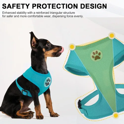 Miniatura 3 de BINGPET Arnés para perro sin tirones, arnés de chaleco tipo step-in de malla para todo clima para perros pequeños, arnés de malla transpirable
