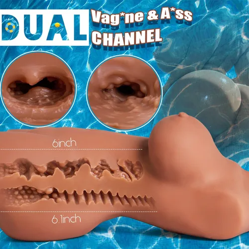 Miniatura 4 de Muñeca Sexual Masturbador Masculino con Fantasía de Reloj de Arena Perfecta, Muñecas Sexuales Marrones Realistas de 4.9 kg para Hombres con Vagina