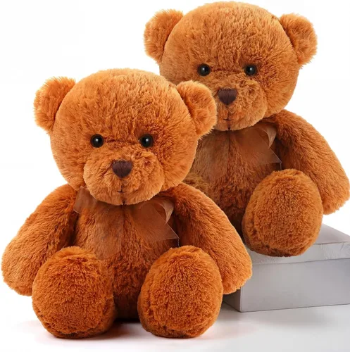 Miniatura 10 de HyDren Paquete de 2 animales de peluche de oso de 18 pulgadas con lazo para regalos de cumpleaños, decoración de baby shower, decoraciones de fiesta