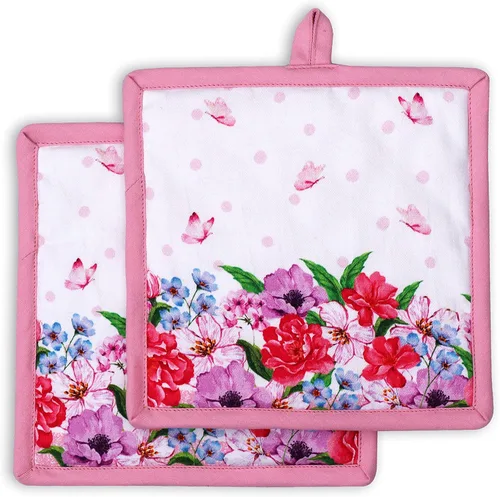 AMOUR INFINI Juego de 2 soportes para ollas de algodón resistentes al calor, antideslizantes de 8 x 8 pulgadas, almohadillas calientes para cocina,