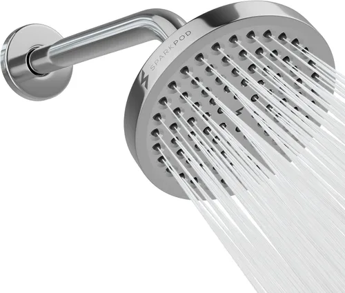 SparkPod Cabezal de ducha de lluvia de alta presión de 6 pulgadas con brazo de ducha de 9 pulgadas, lluvia de alta presión, aspecto moderno de lujo,